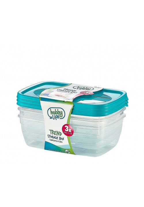 3Pc Trend Rectangular Food Storage Container Saver 1.2 Litre 021016 (Parcel Rate)