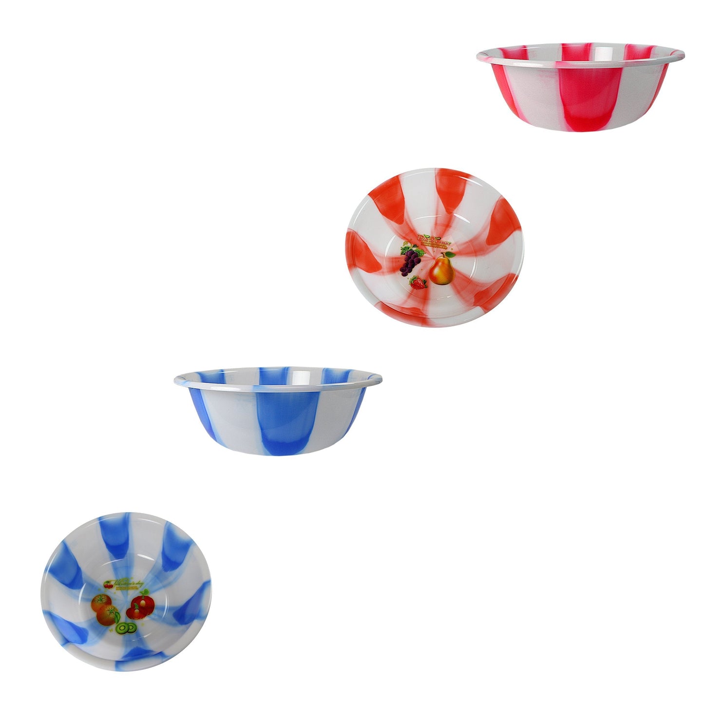 Tie Dye Print Plastic Kitchen Bowls Bowls Small 28 cm Assorted Colours 3064 (Parcel Rate)