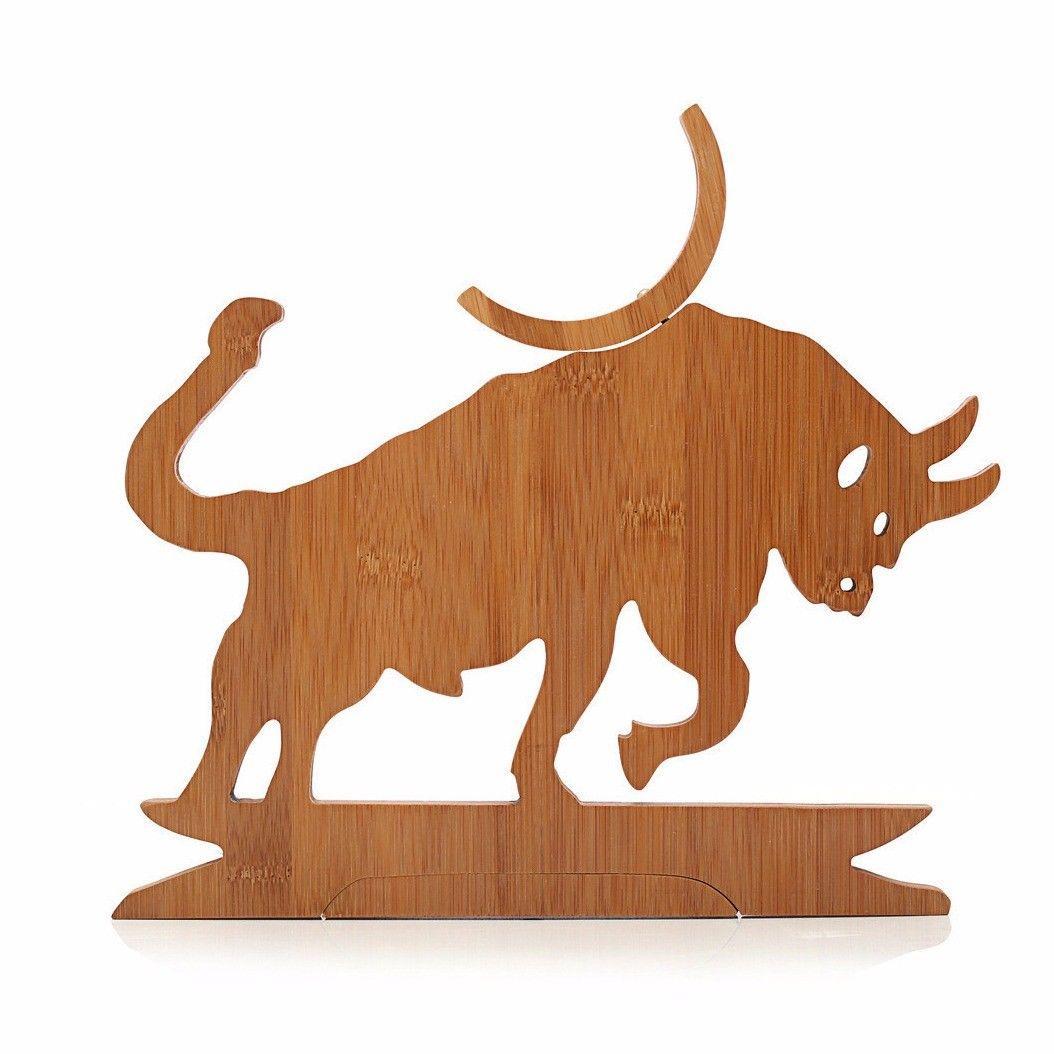 Wooden Bamboo Bull Shaped Wine Bottle Display Holder 0939 (Parcel Rate)