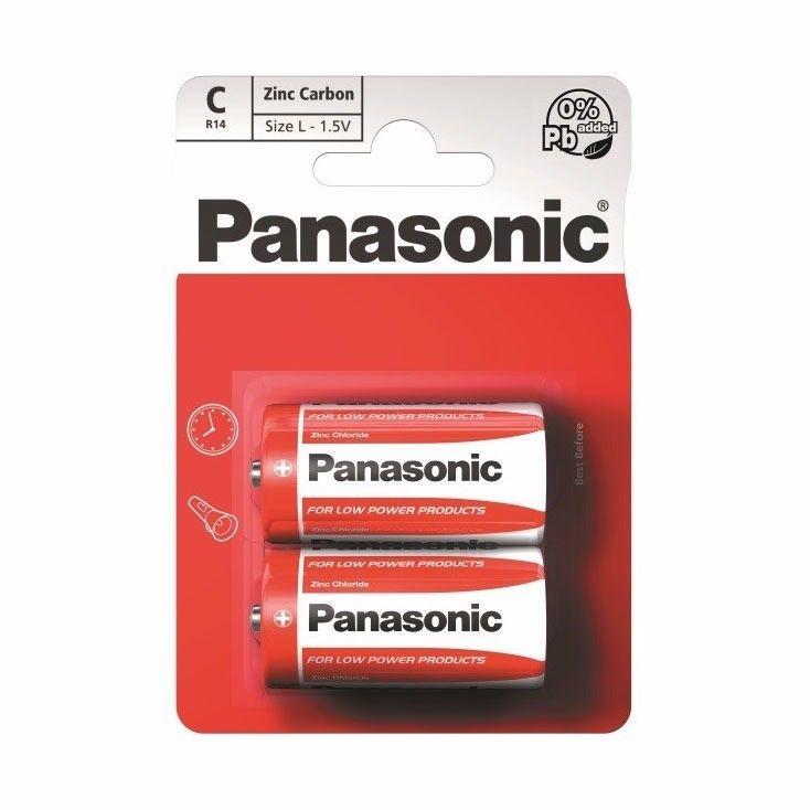 2x Panasonic C Batteries Zinc Carbon R14 1.5V Battery PANAR14RB2 A (Large Letter Rate)