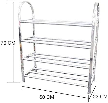 4 Tier Stainless Steel Shoe Storage Display Rack 70 x 60 x 23 cm 6213 A (Parcel Rate)