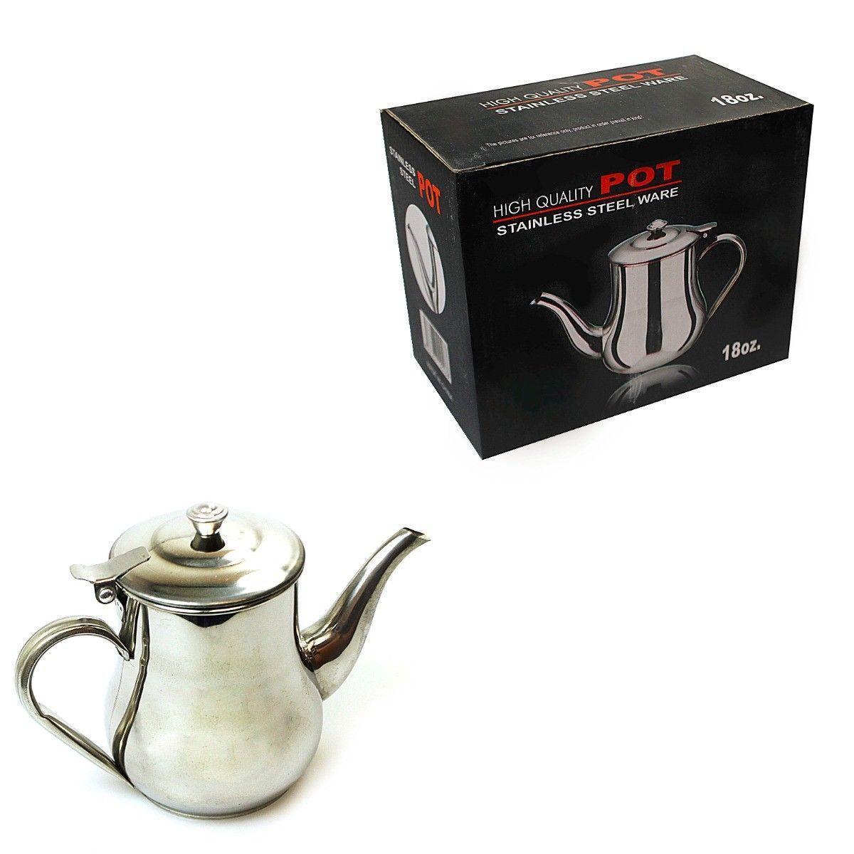 Traditional Style Stainless Steel Tea Pot 18oz Kitchen Home 0850 A (Parcel Rate)