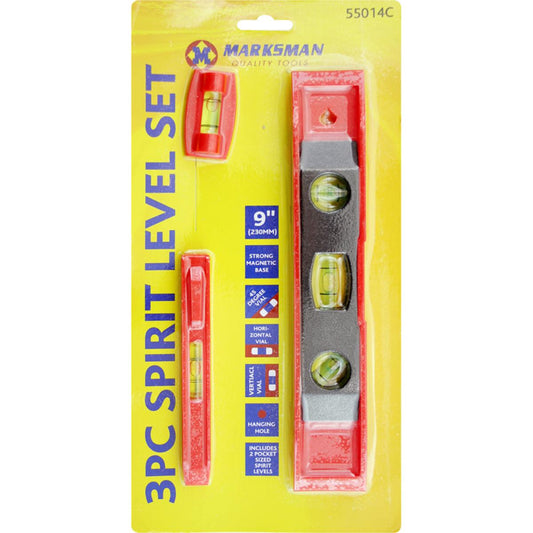 3 Pc Spirit Level Set Diy Home 55014C (Parcel Rate)