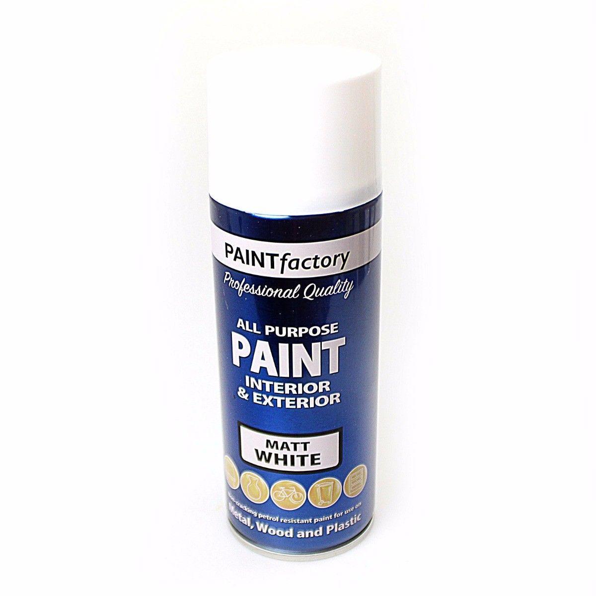 400ml All Purpose WHITE MATT Aerosol Spray Paint Can Household Car Plastic   1736 (Parcel Rate)