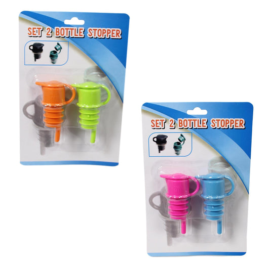 2 Pack Bottle Stopper Liquid Champagne Bottle Lids 2 Colours Plastic 5605 (Parcel Rate)