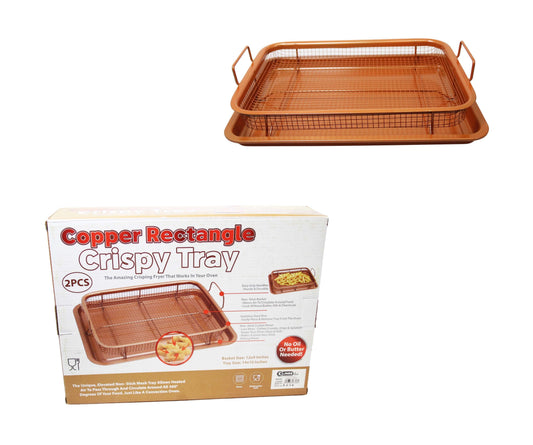 Unique Copper Rectangle Crispy Tray Easy Grip Non Stick Basket Sheet 6398 (Parcel Rate)