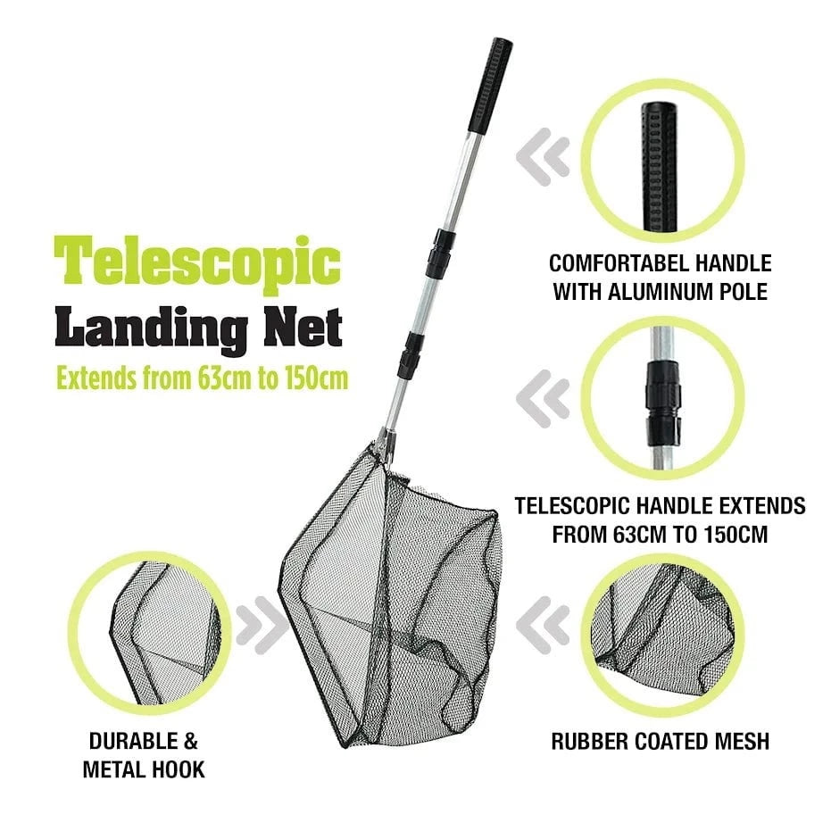 Telescopic Fishing Landing Net Extends From 63cm To 150cm 66021 (Parcel Rate)