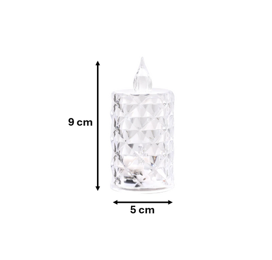 Transparent Plastic Patterned LED Candle Lamp Battery Operated 9 x 5 cm 7722 (Parcel Rate)