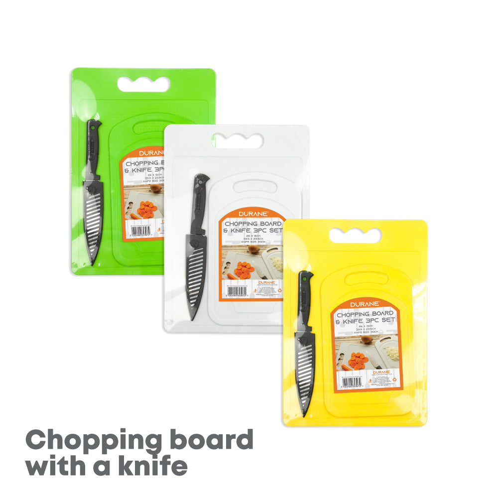 3 Pack Smart Kitchen Kit 2 Chopping Board With 1 Knife Assorted Colours 2938 / 9811 (Parcel Rate)