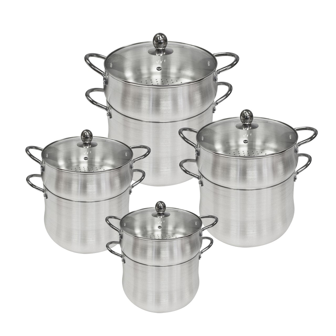 4 Piece Set Aluminium Cocus-Cous Pot Sets 16-18-20-22  9516 (Big Parcel Rate)