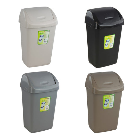 Swing Bin Plastic Kitchen Bathroom 15 Litre Assorted Colours 7562 (Parcel Rate)