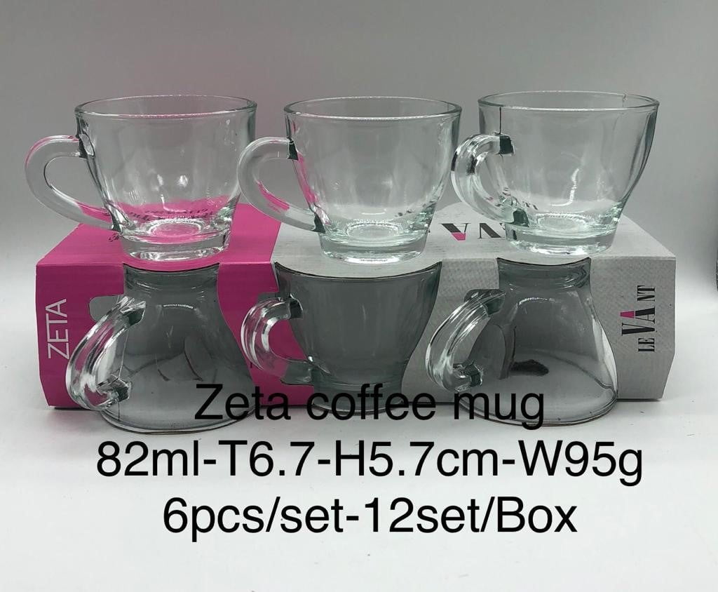 Zeta Coffee Mug 6Pc Set 82ml T 6.7 H 5.70CM 1344 (Parcel Rate)