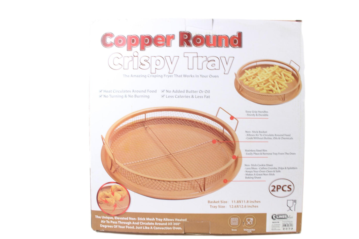 The Copper Round Crispy Tray For Your Crispy Food Perfect For Fries, Chicken And Onion Rings 32x5cm 470g 6621 (Parcel Rate)