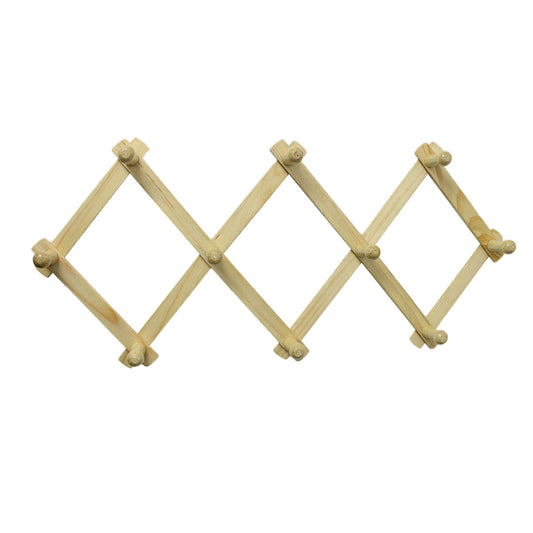 Wooden Diamond Style Door Wall Hook Cloth Coats Jackets Hanger 10 Studs 0932 (Parcel Rate)