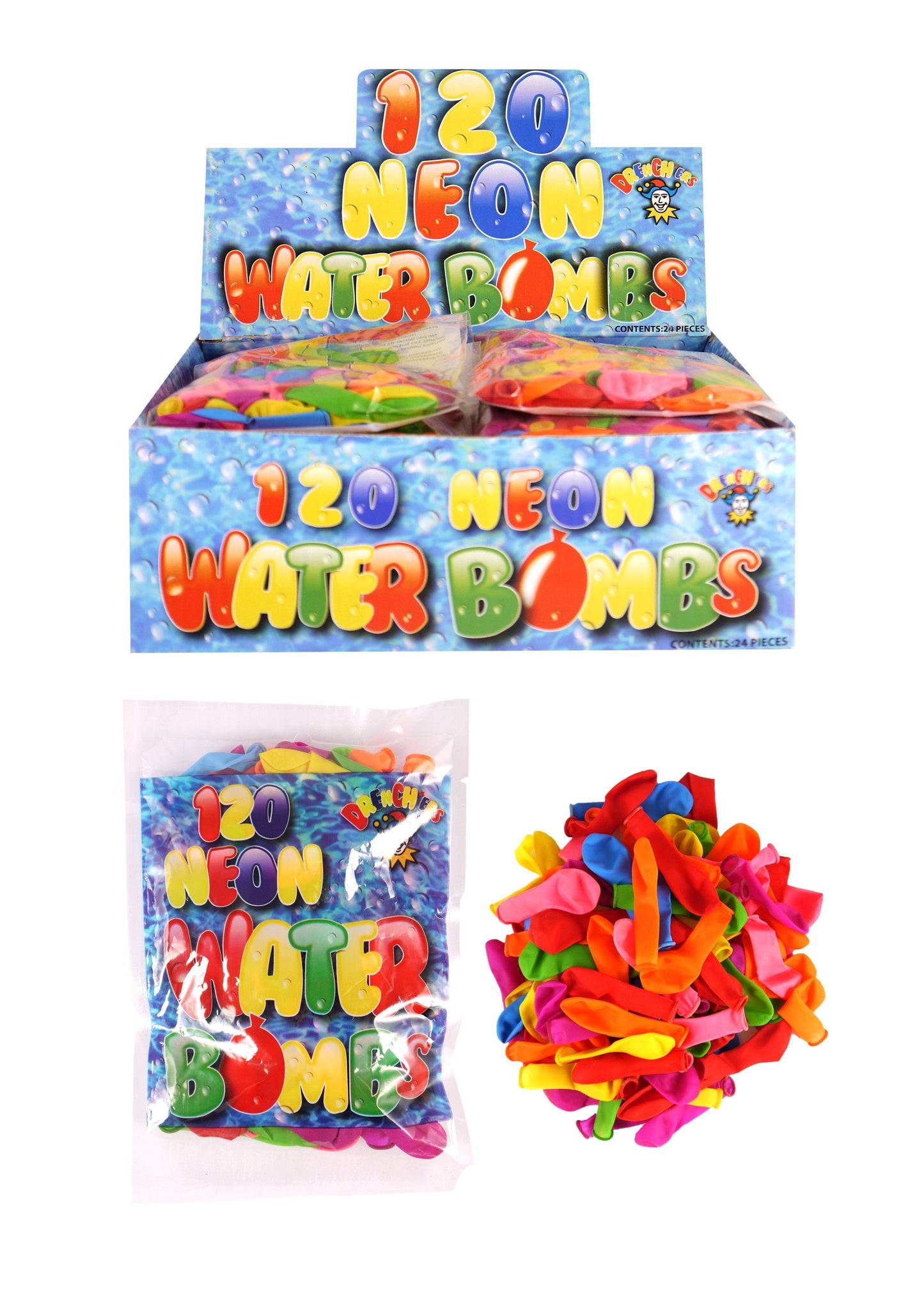 120 Pack Outdoor Fun Neon Water Bombs R51174 (Parcel Rate)