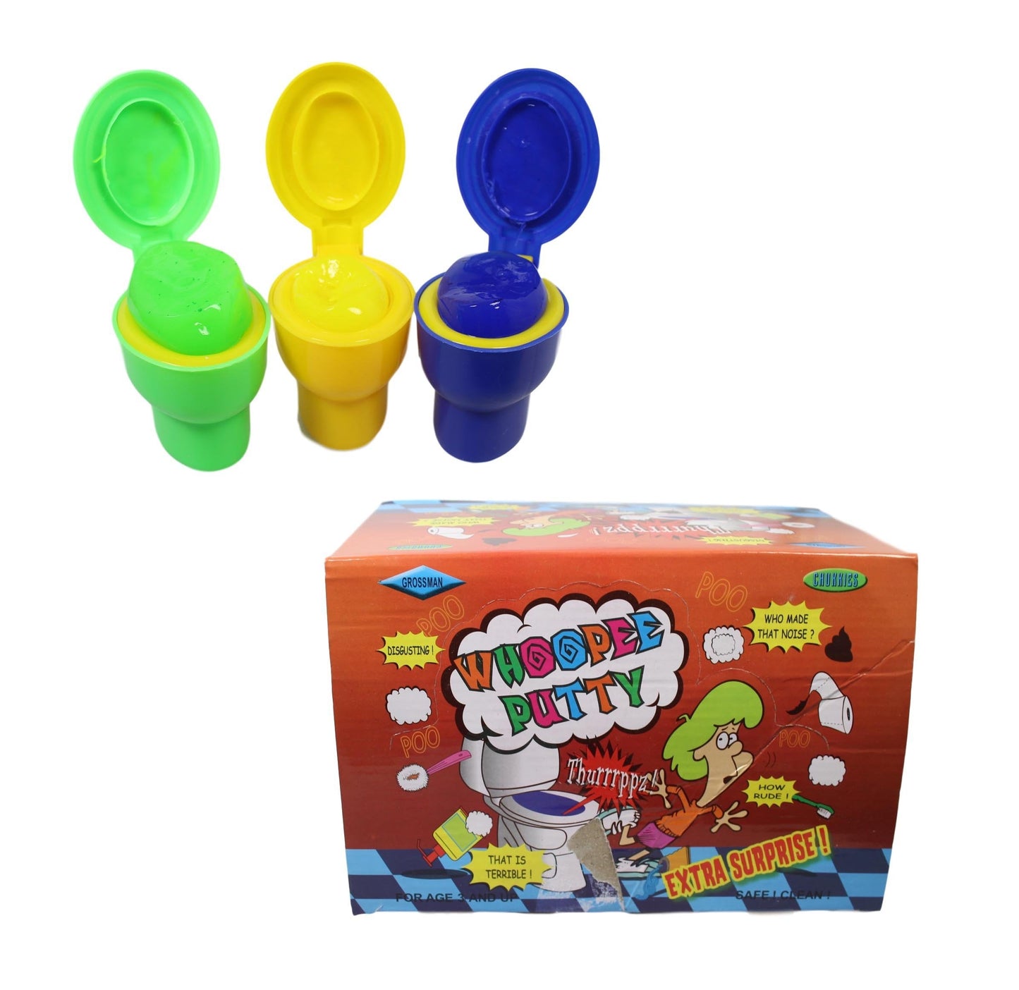 Whoopee Toilet Putty Jokes Childrens Fun Playing Toilet Putty 3 Colours 9cm 5535 (Parcel Rate)