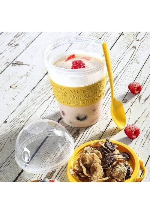 TTZ Plastic Take And Go Yoghurt Granola Cup with Dome Top 600ml Assorted Colours AP9199 (Parcel Rate)