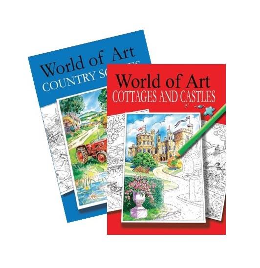 World of Art Adult Colouring Book Country Scenes, Castles & Cottages Assorted Designs  P2581 (Large Letter Rate)