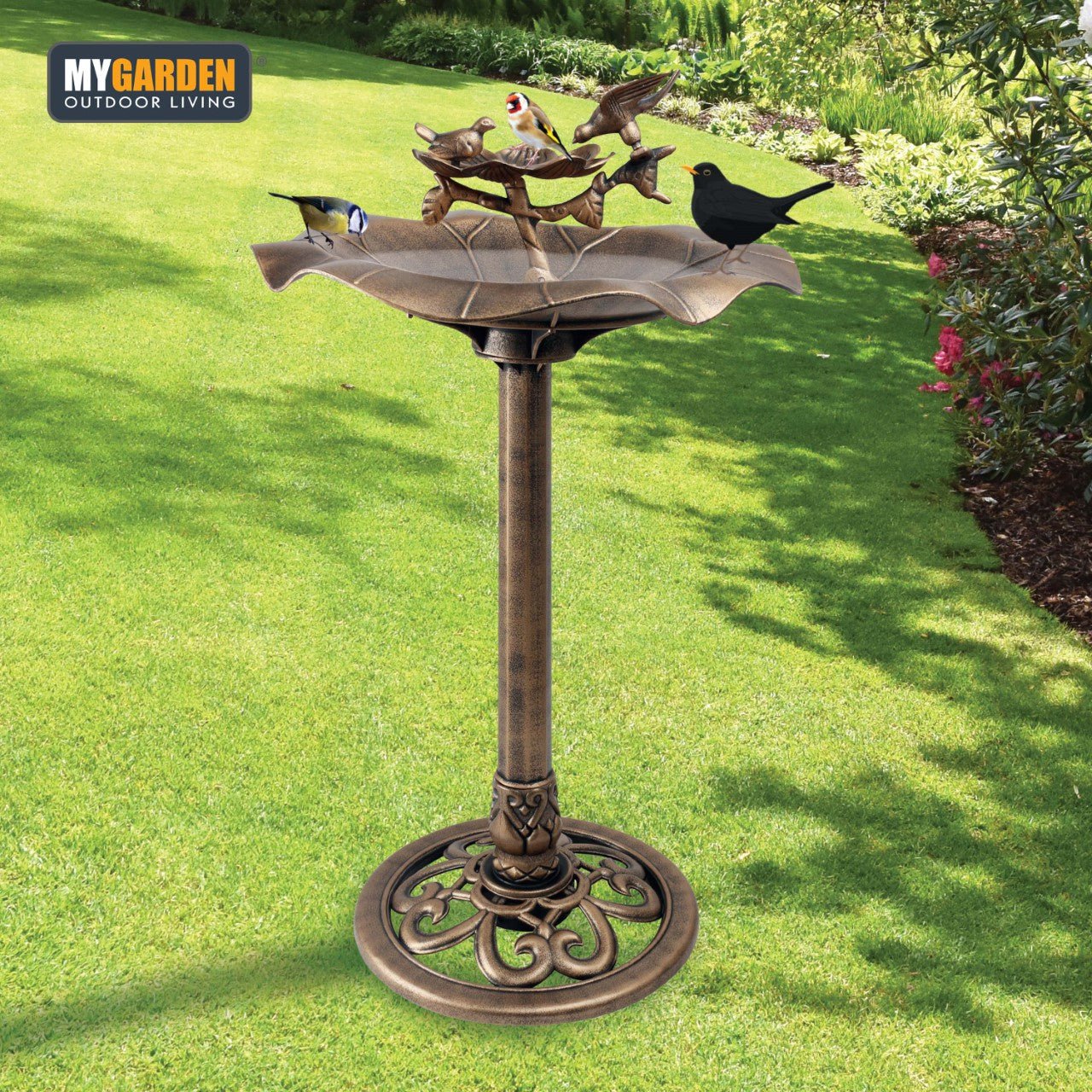 Traditional Weatherproof Bronze Effect Garden Bird Bath 1036 (Parcel Rate)